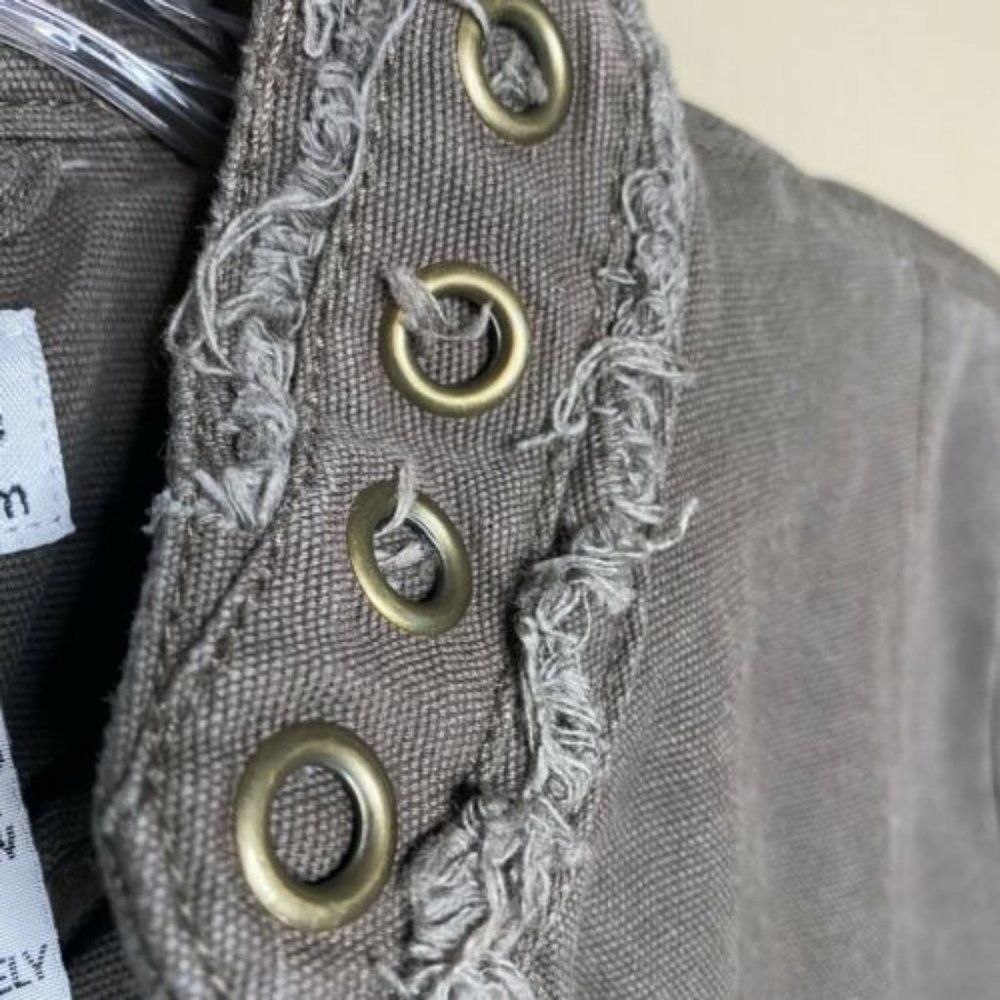 Unique Spectrum Military Style Jacket Women’s Small Gray Cotton Grommet - Picture 6 of 7